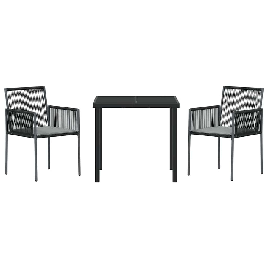 Garden Dining Set 3 pcs Black PE Rattan