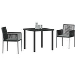 Garden Dining Set 3 pcs Black PE Rattan