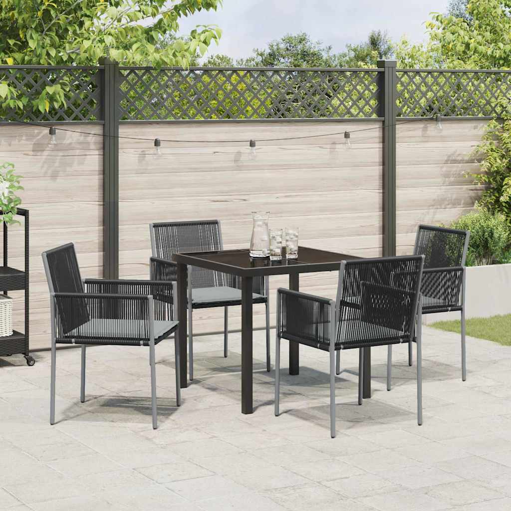 Garden Dining Set 5 pcs Black PE Rattan