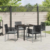 Garden Dining Set 5 pcs Black PE Rattan - Top-Down View