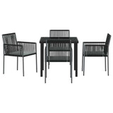 Garden Dining Set 5 pcs Black PE Rattan - Close-Up Angle