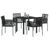 Garden Dining Set 5 pcs Black PE Rattan