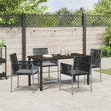 Garden Dining Set 5 pcs Black PE Rattan