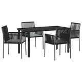 Garden Dining Set 5 pcs Black PE Rattan