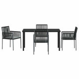 Garden Dining Set 5 pcs Black PE Rattan