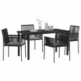 Garden Dining Set 5 pcs Black PE Rattan - Side View