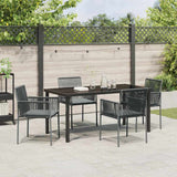 Garden Dining Set 5 pcs Black PE Rattan