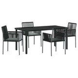 Garden Dining Set 5 pcs Black PE Rattan