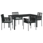 Garden Dining Set 5 pcs Black PE Rattan