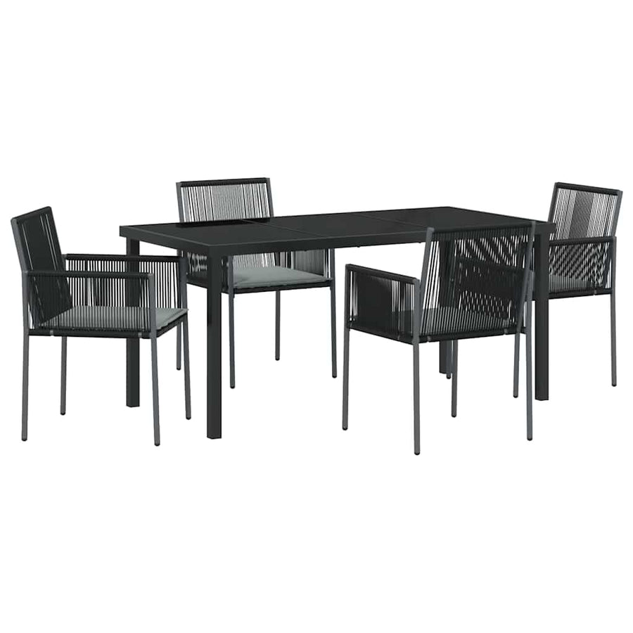 Garden Dining Set 5 pcs Black PE Rattan
