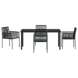 Garden Dining Set 5 pcs Black PE Rattan - Close-Up Angle