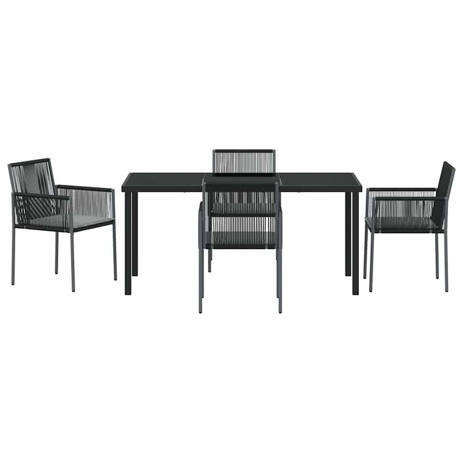 Garden Dining Set 5 pcs Black PE Rattan
