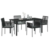 Garden Dining Set 5 pcs Black PE Rattan