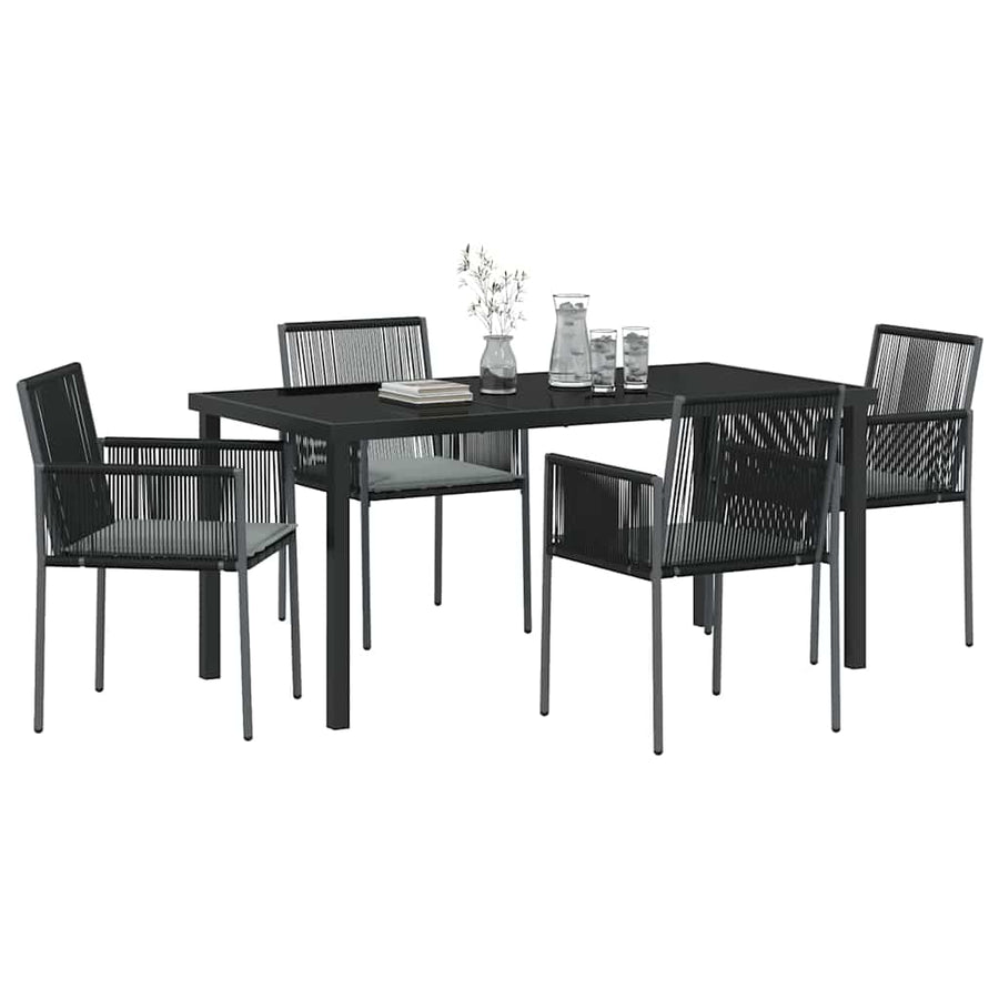 Garden Dining Set 5 pcs Black PE Rattan