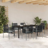 Garden Dining Set 7 pcs Black PE Rattan