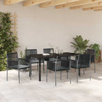 Garden Dining Set 7 pcs Black PE Rattan