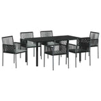 Garden Dining Set 7 pcs Black PE Rattan