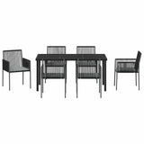 Garden Dining Set 7 pcs Black PE Rattan