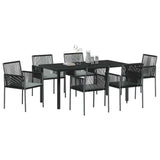 Garden Dining Set 7 pcs Black PE Rattan