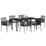 Garden Dining Set 7 pcs Black PE Rattan