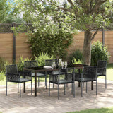 Garden Dining Set 7 pcs Black PE Rattan