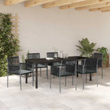 Garden Dining Set 7 pcs Black PE Rattan - Top-Down View