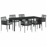 Garden Dining Set 7 pcs Black PE Rattan