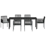 Garden Dining Set 7 pcs Black PE Rattan
