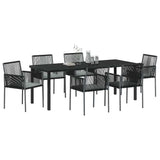 Garden Dining Set 7 pcs Black PE Rattan - Side View