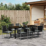 Garden Dining Set 9 pcs Black PE Rattan - Top-Down View