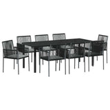 Garden Dining Set 9 pcs Black PE Rattan