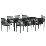 Garden Dining Set 9 pcs Black PE Rattan - Side View