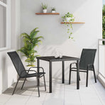 Garden Dining Set 3 pcs Black Powder-coated Steel