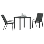Garden Dining Set 3 pcs Black Powder-coated Steel