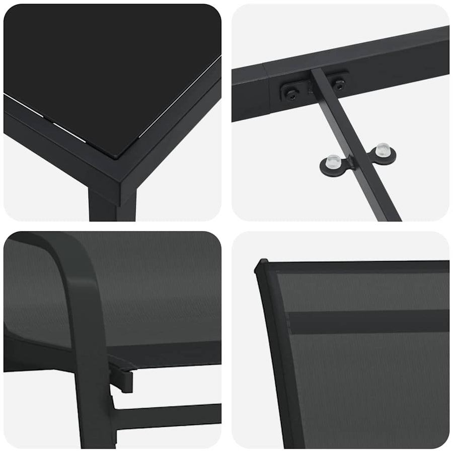 Garden Dining Set 5 pcs Black Powder-coated Steel