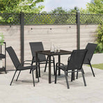 Garden Dining Set 5 pcs Black Powder-coated Steel
