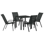 Garden Dining Set 5 pcs Black Powder-coated Steel