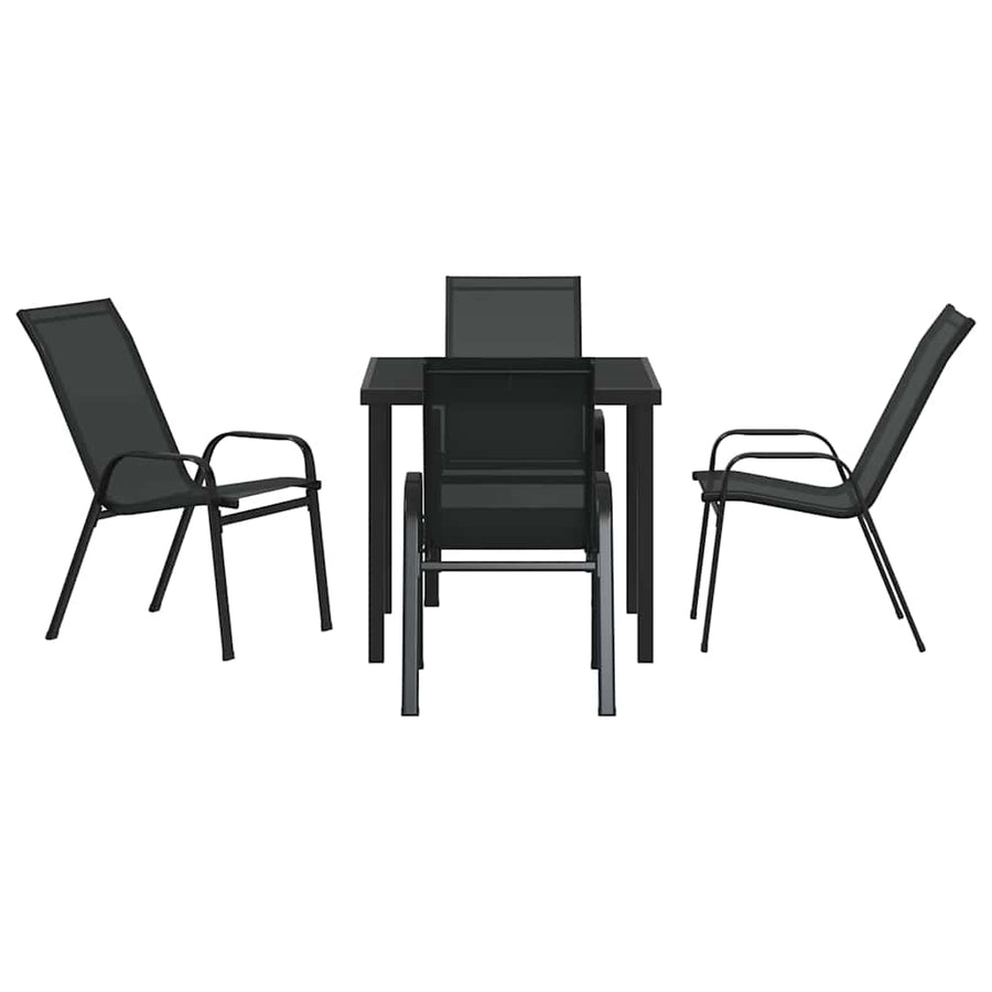 Garden Dining Set 5 pcs Black Powder-coated Steel