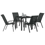 Garden Dining Set 5 pcs Black Powder-coated Steel
