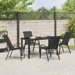 Garden Dining Set 5 pcs Black Powder-coated Steel