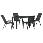 Garden Dining Set 5 pcs Black Powder-coated Steel
