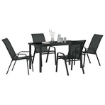Garden Dining Set 5 pcs Black Powder-coated Steel