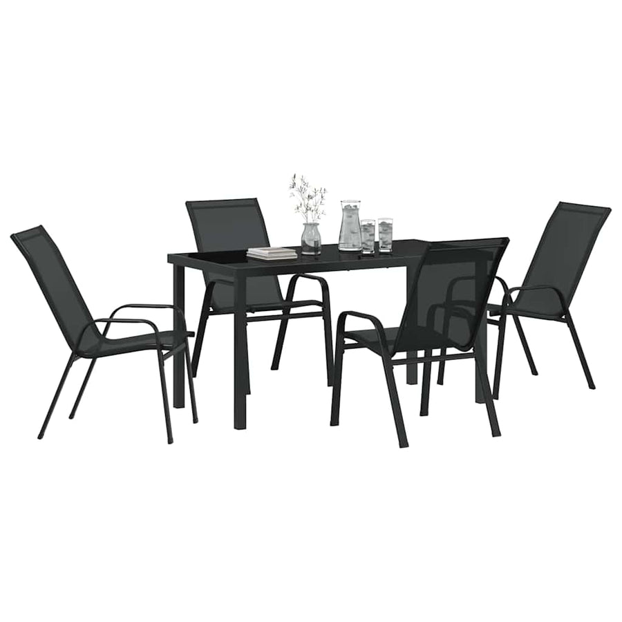 Garden Dining Set 5 pcs Black Powder-coated Steel