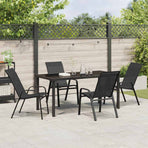Garden Dining Set 5 pcs Black Powder-coated Steel