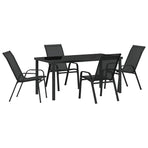 Garden Dining Set 5 pcs Black Powder-coated Steel