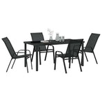 Garden Dining Set 5 pcs Black Powder-coated Steel