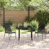 Garden Dining Set 3 pcs Black Powder-Coated Steel - Top-Down View