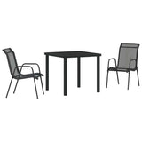 Garden Dining Set 3 pcs Black Powder-Coated Steel - Front View