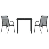 Garden Dining Set 3 pcs Black Powder-Coated Steel
