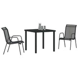 Garden Dining Set 3 pcs Black Powder-Coated Steel
